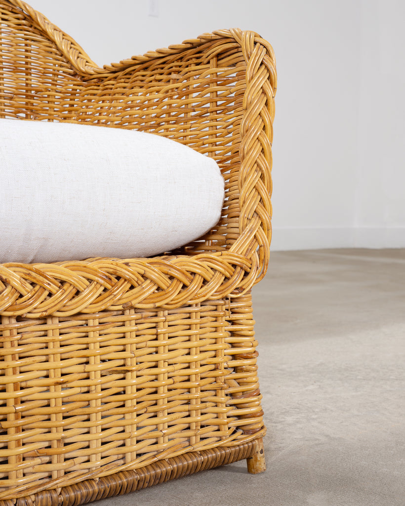 Pair of Organic Modern Rattan Wicker Lounge Armchairs