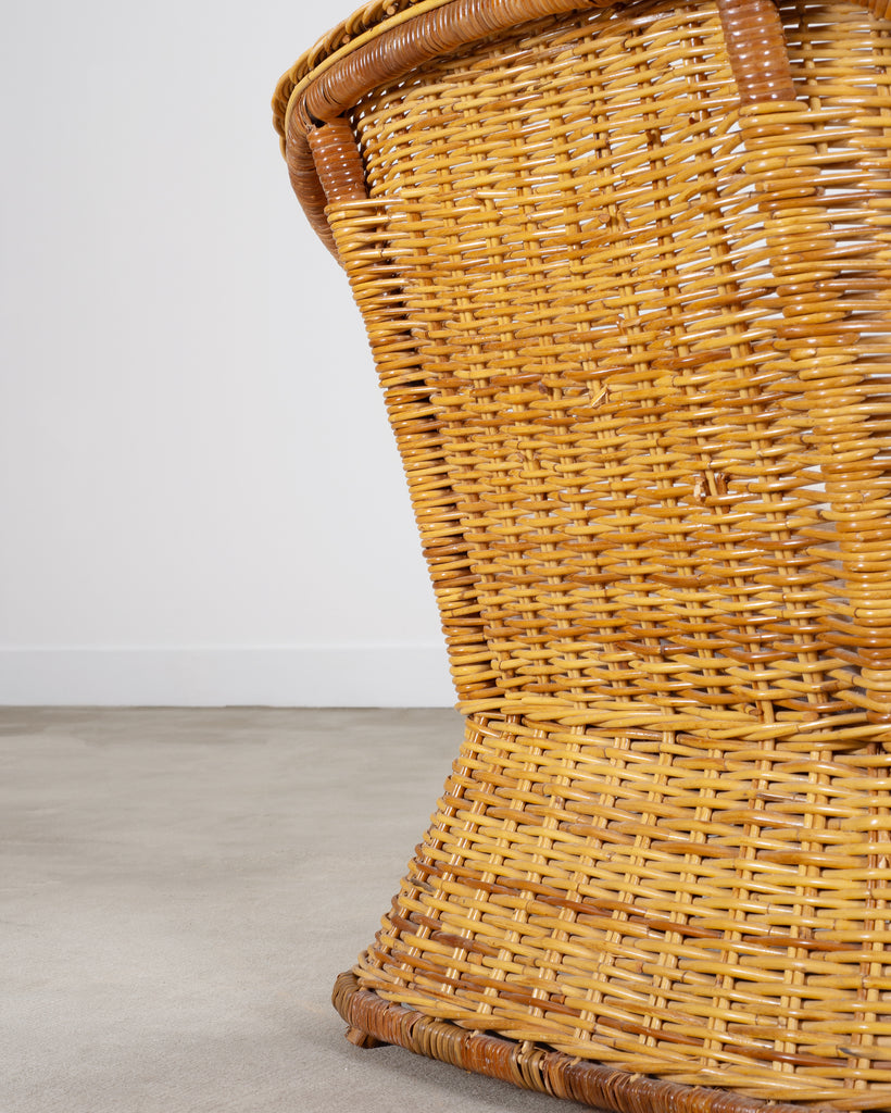 Pair of Organic Modern Rattan Wicker Lounge Armchairs