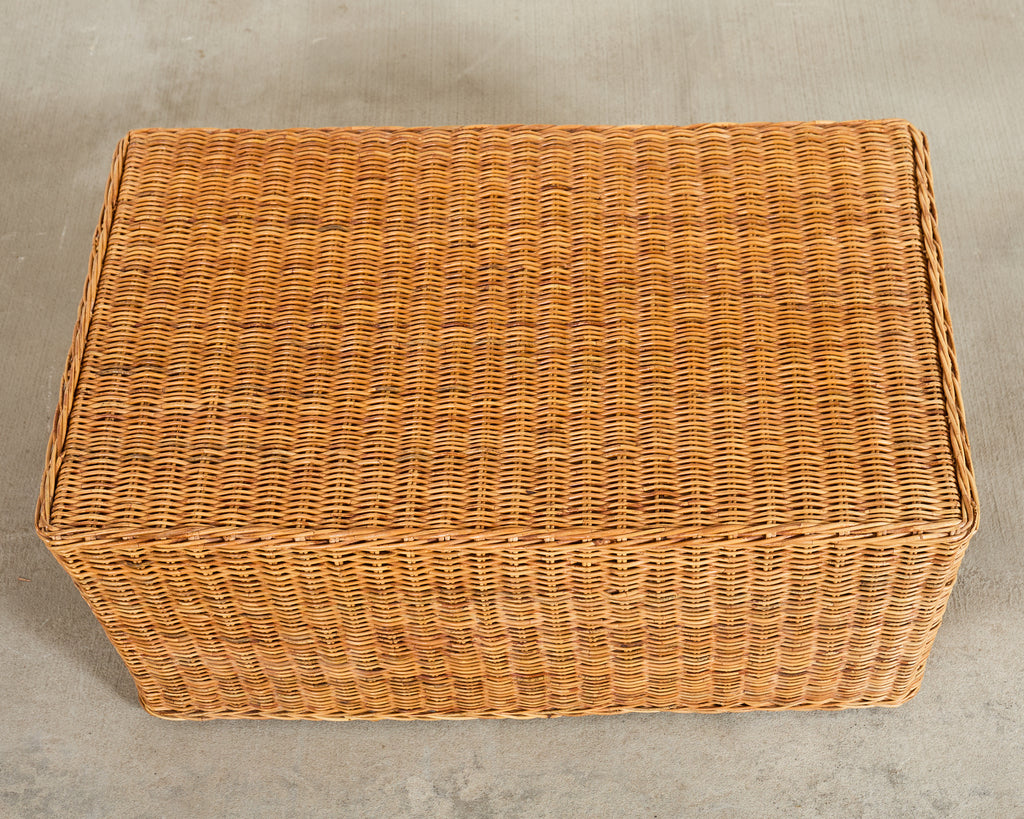 Pair of Ralph Lauren Wicker Lounge Chairs and Ottoman