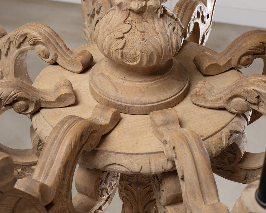 Pair of RH French Baroque Style Carved Wood 8-Arm Chandeliers