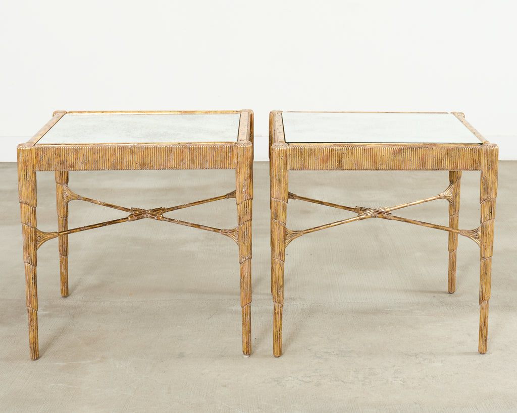 Pair of Nancy Corzine Gilt Curtain Side End Tables