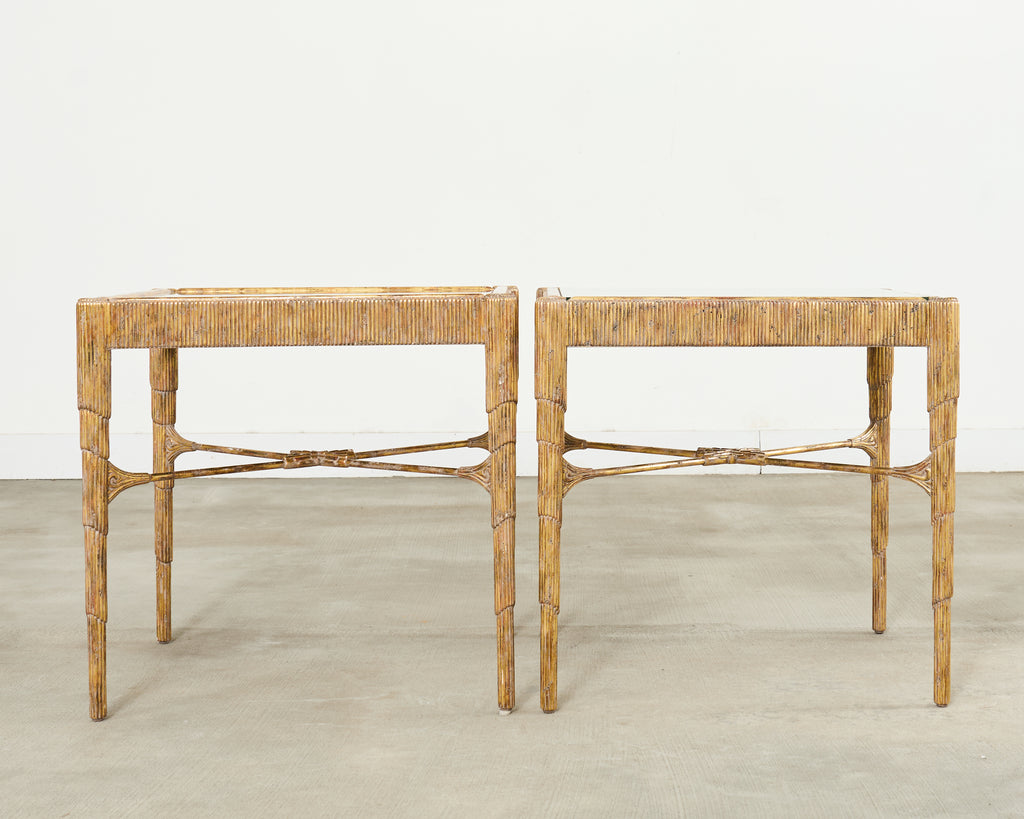 Pair of Nancy Corzine Gilt Curtain Side End Tables