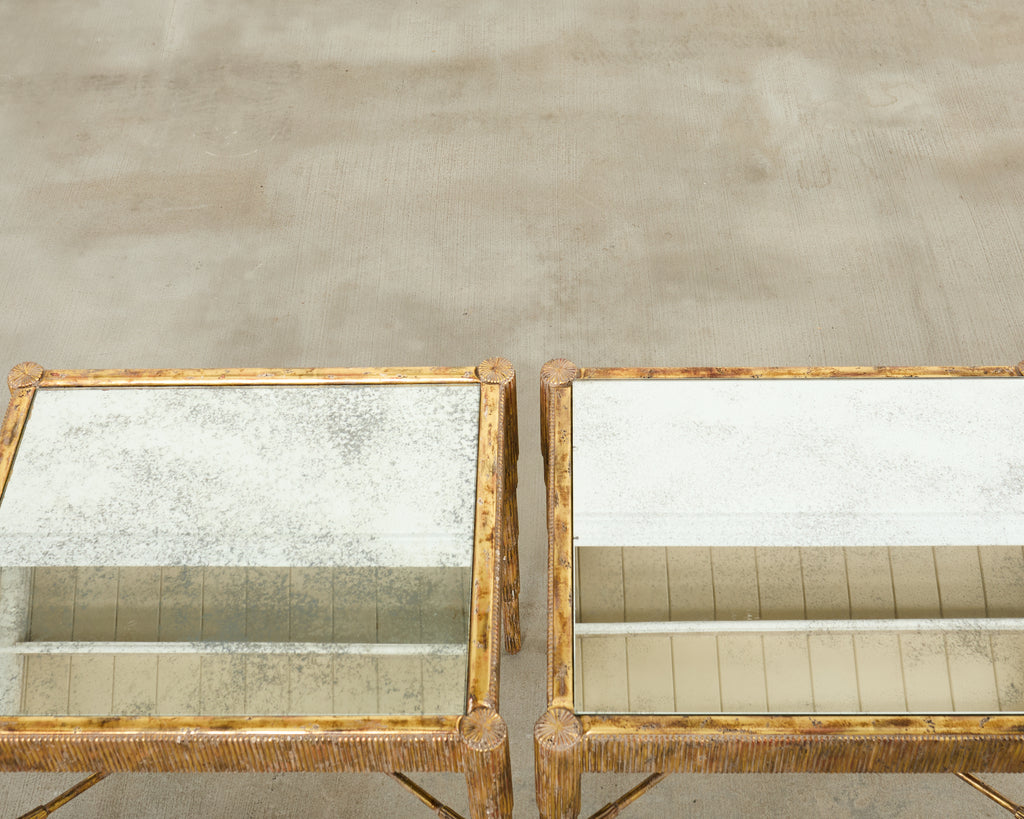 Pair of Nancy Corzine Gilt Curtain Side End Tables