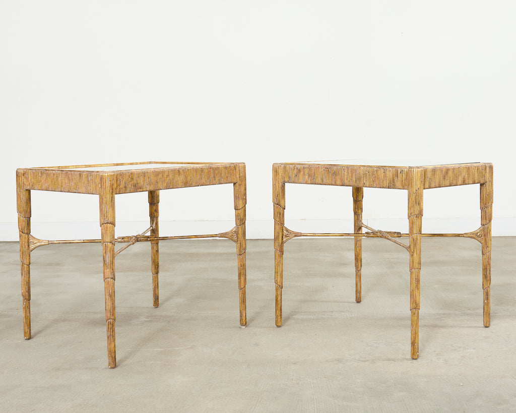 Pair of Nancy Corzine Gilt Curtain Side End Tables