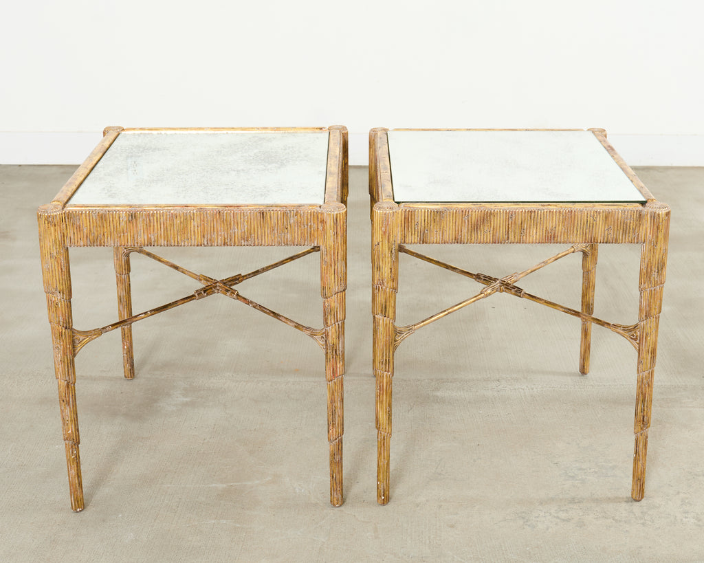 Pair of Nancy Corzine Gilt Curtain Side End Tables