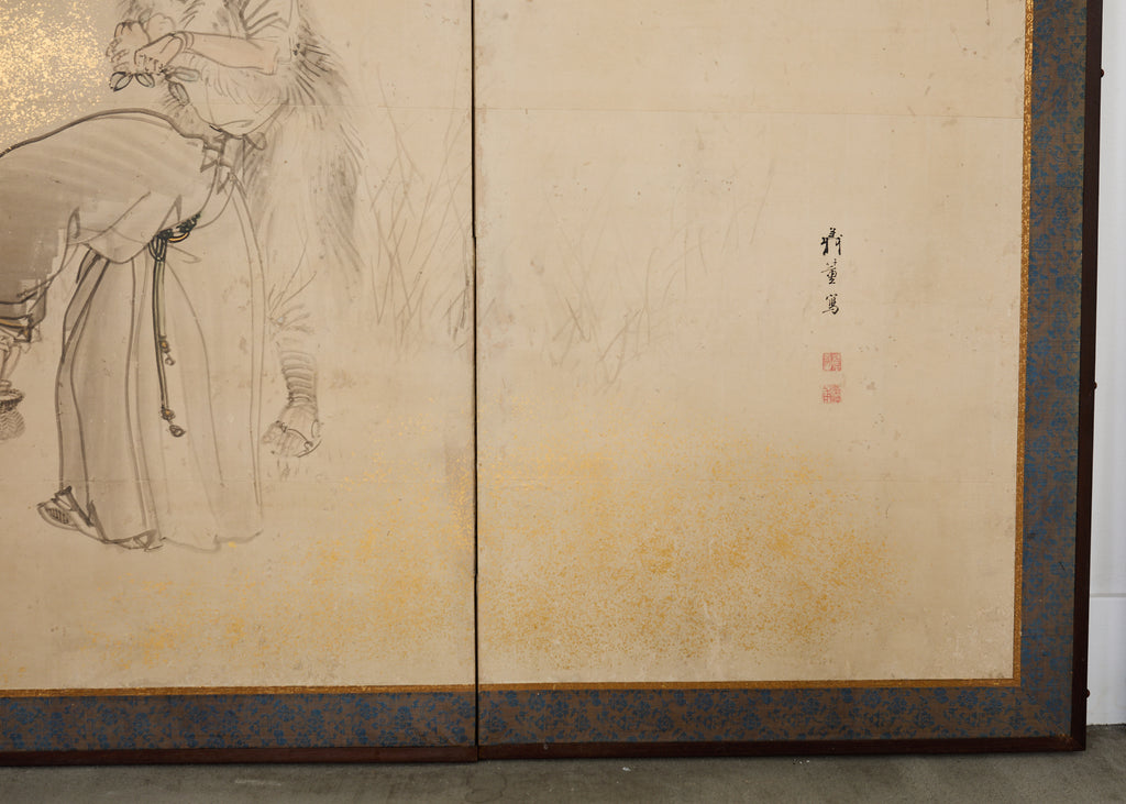Pair of 18th Century Japanese Edo Screens of Chinese Immortals