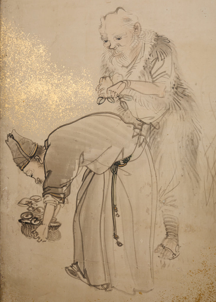 Pair of 18th Century Japanese Edo Screens of Chinese Immortals