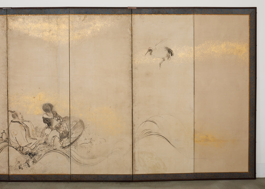 Pair of 18th Century Japanese Edo Screens of Chinese Immortals