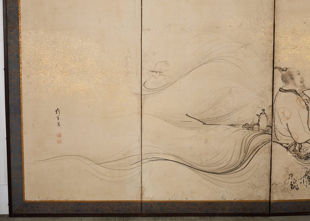 Pair of 18th Century Japanese Edo Screens of Chinese Immortals