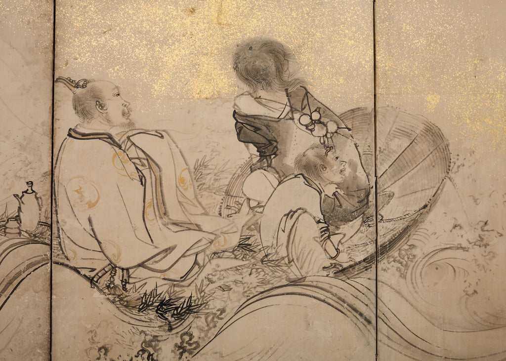 Pair of 18th Century Japanese Edo Screens of Chinese Immortals