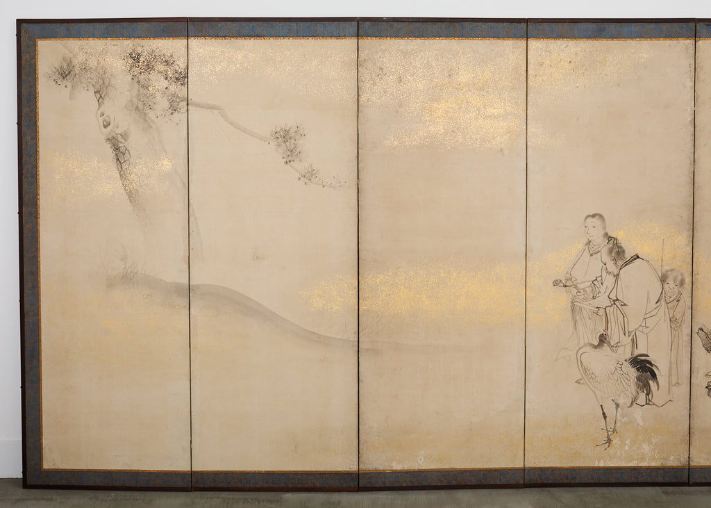 Pair of 18th Century Japanese Edo Screens of Chinese Immortals