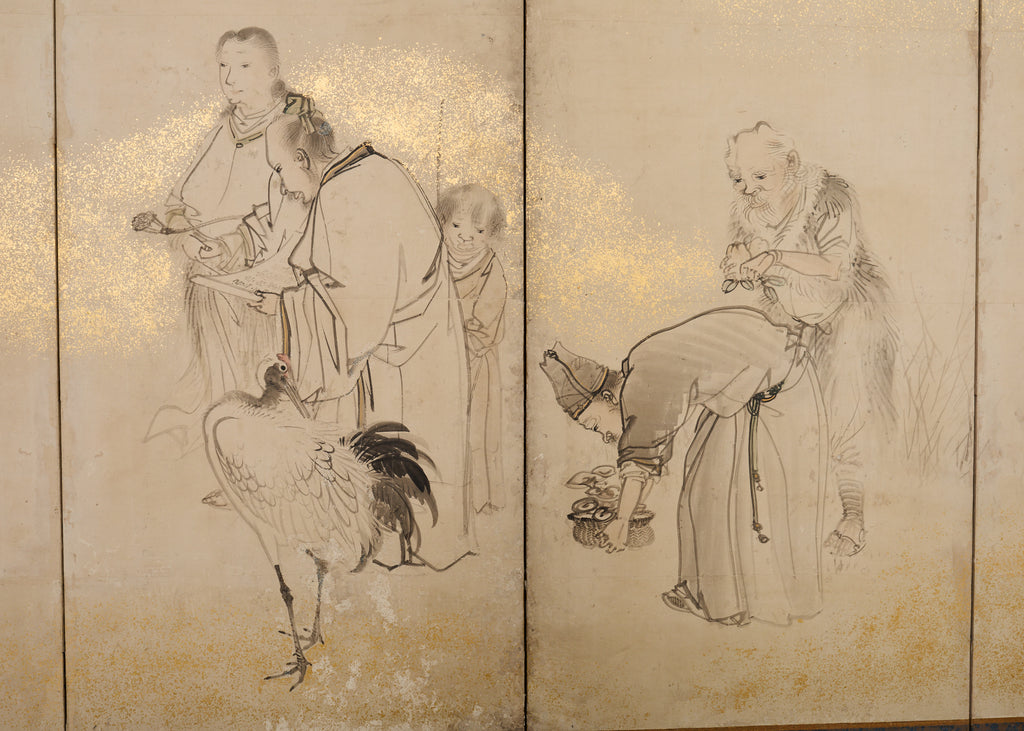 Pair of 18th Century Japanese Edo Screens of Chinese Immortals