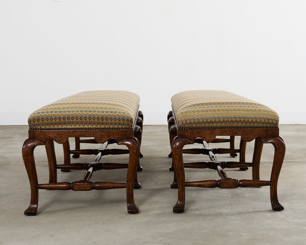 Pair of Formations Califia Upholstered Walnut Bench Seats