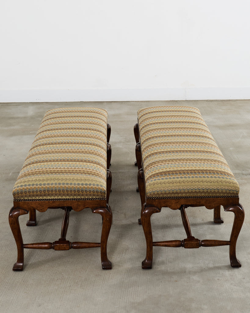 Pair of Formations Califia Upholstered Walnut Bench Seats