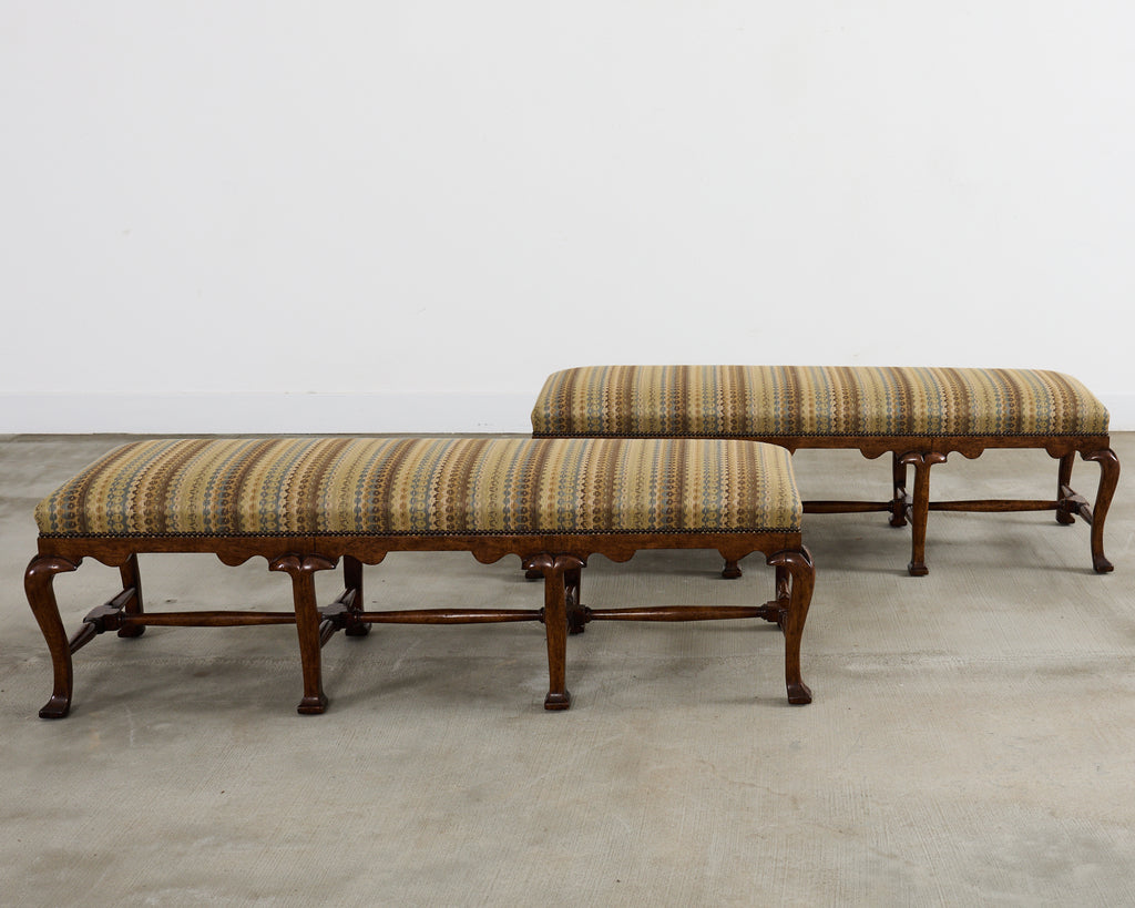 Pair of Formations Califia Upholstered Walnut Bench Seats
