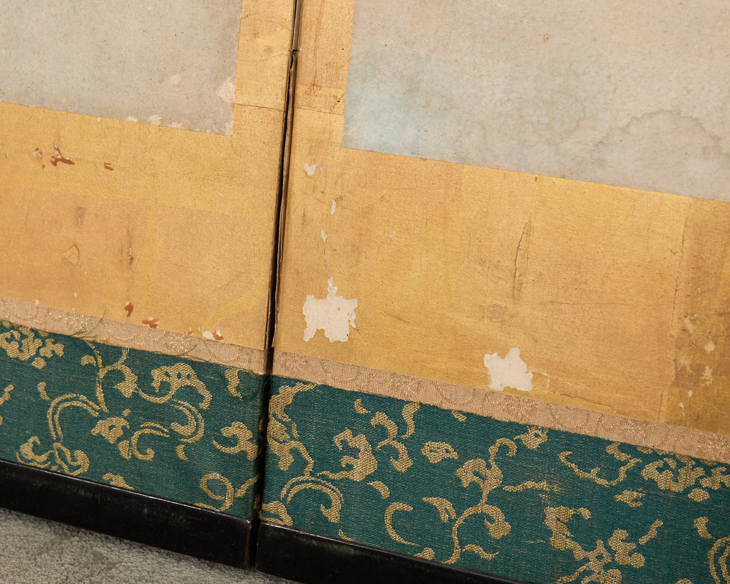 Pair Japanese Edo Six Panel Screens Tale of Genji