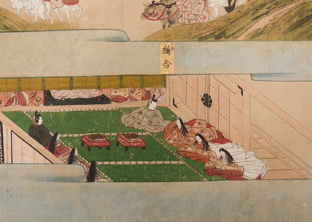 Pair Japanese Edo Six Panel Screens Tale of Genji