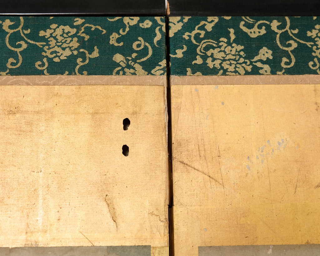 Pair Japanese Edo Six Panel Screens Tale of Genji