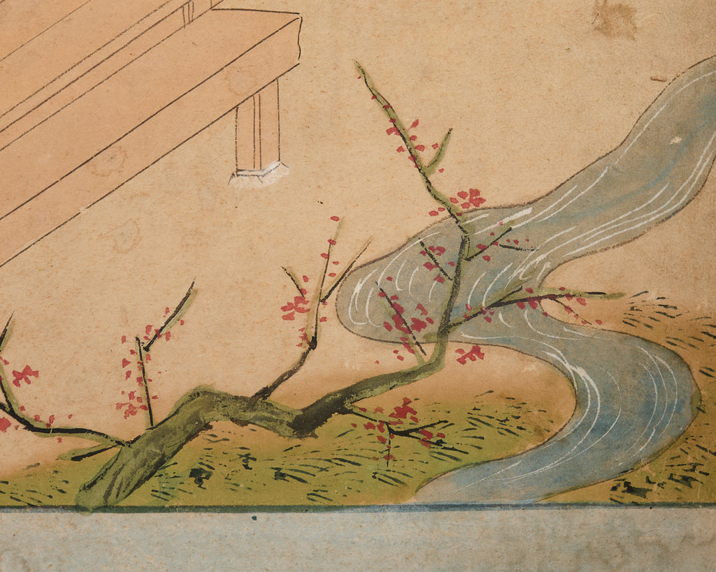 Pair Japanese Edo Six Panel Screens Tale of Genji