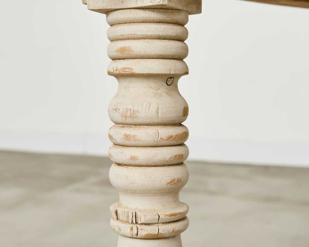 Pair of Swedish Gustavian Style Painted Pine Demilune Consoles