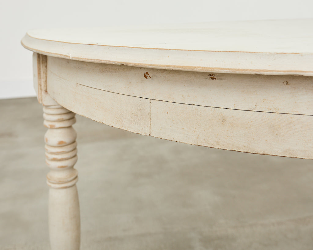 Pair of Swedish Gustavian Style Painted Pine Demilune Consoles