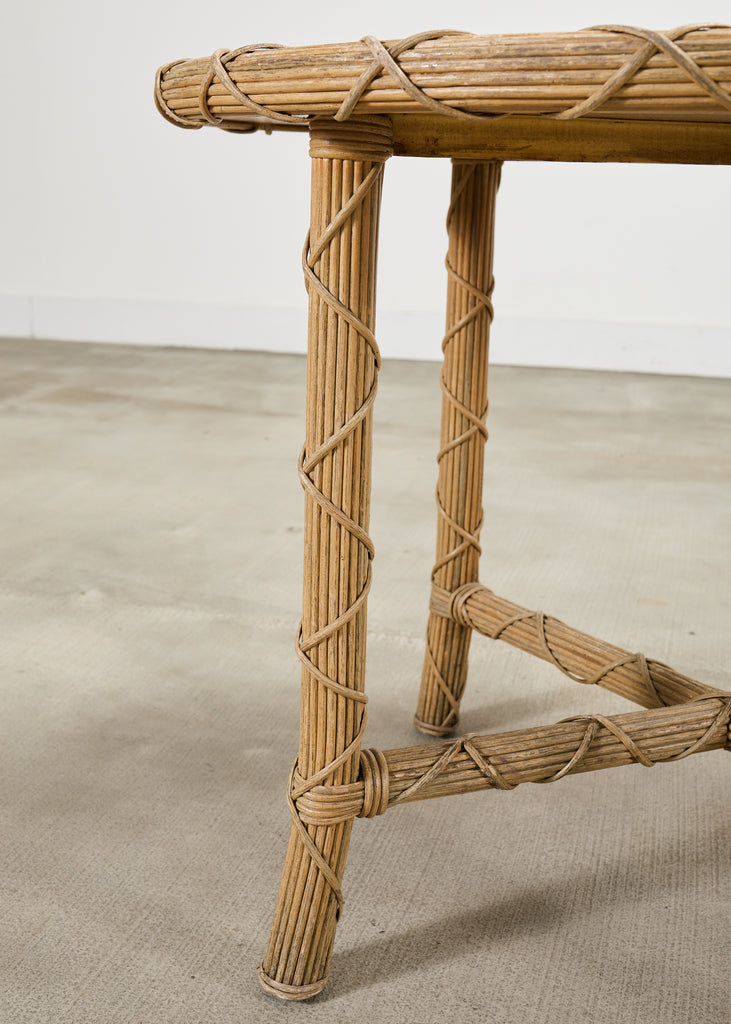 Pair of Danny Ho Fong Organic Modern Rattan Marble Tables