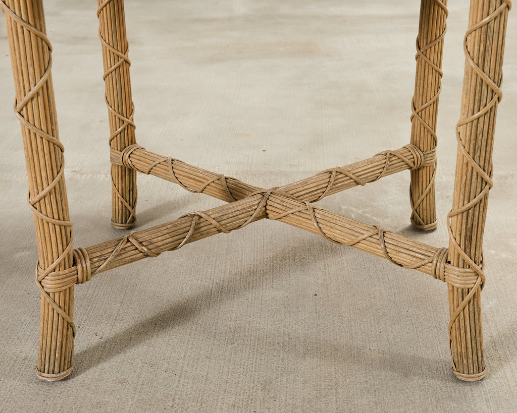 Pair of Danny Ho Fong Organic Modern Rattan Marble Tables