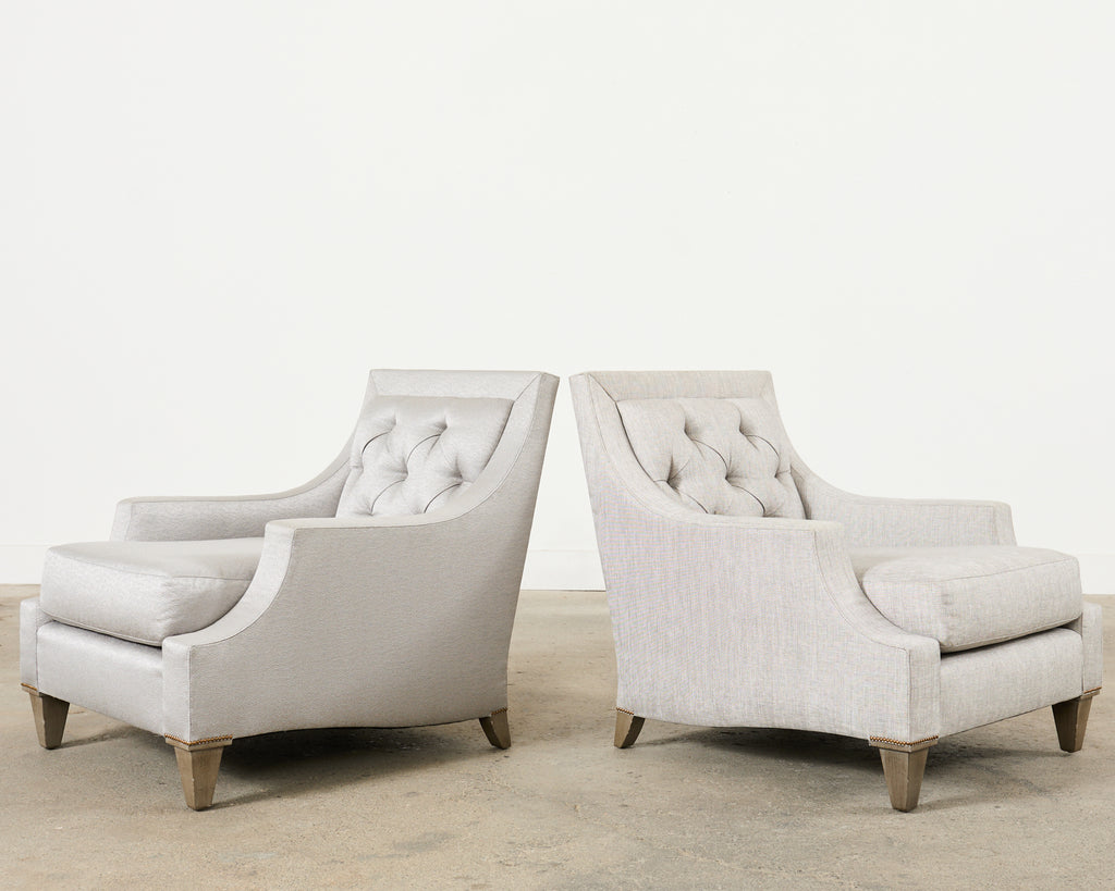 Pair of Thomas Pheasant for Baker Max Tufted Club Chairs