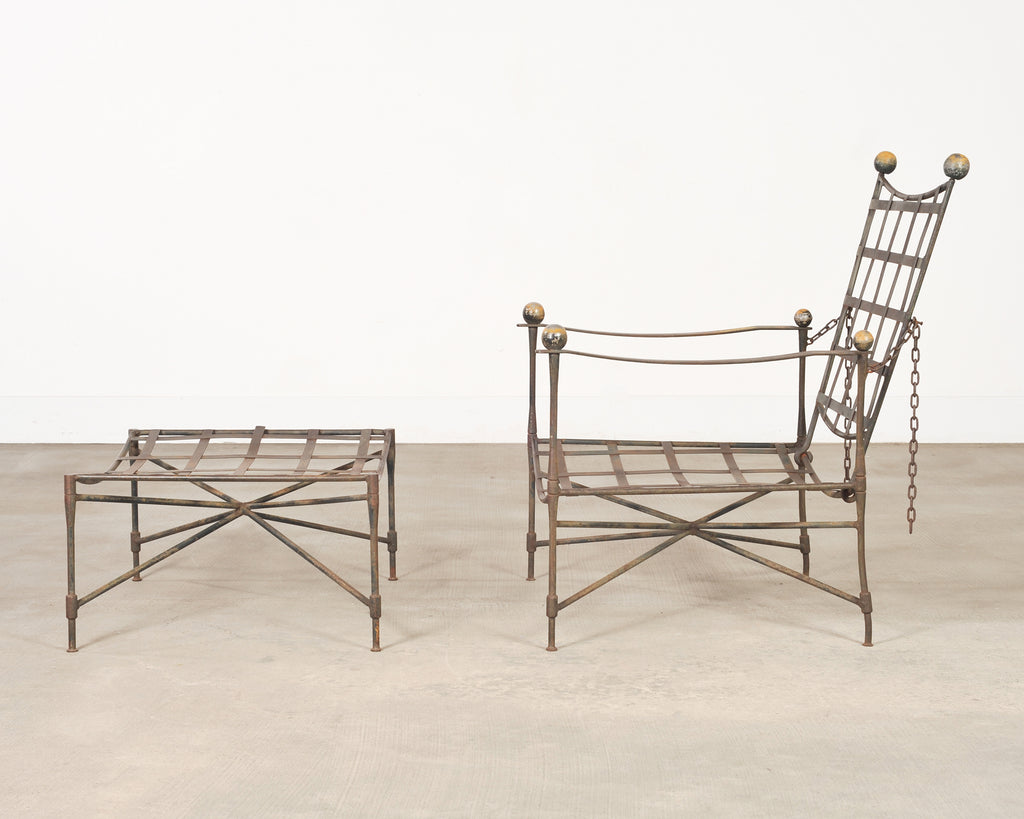Mario Papperzini Amalfi Iron Garden Lounge Chair + Ottoman