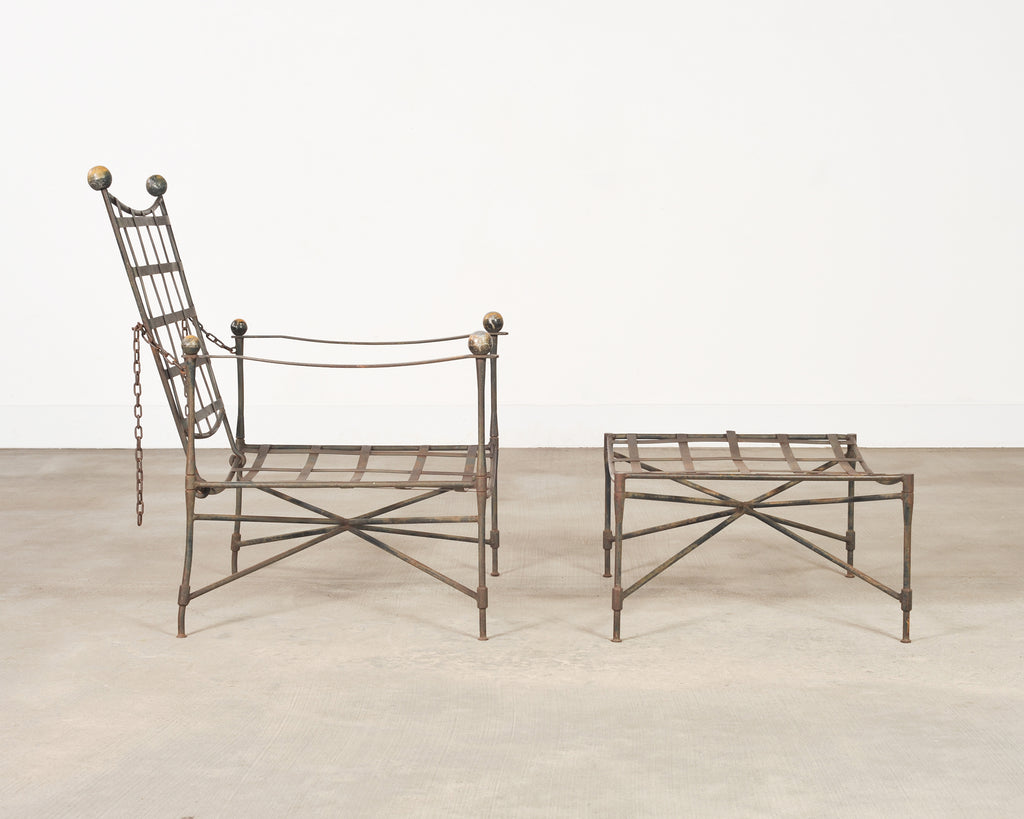 Mario Papperzini Amalfi Iron Garden Lounge Chair + Ottoman