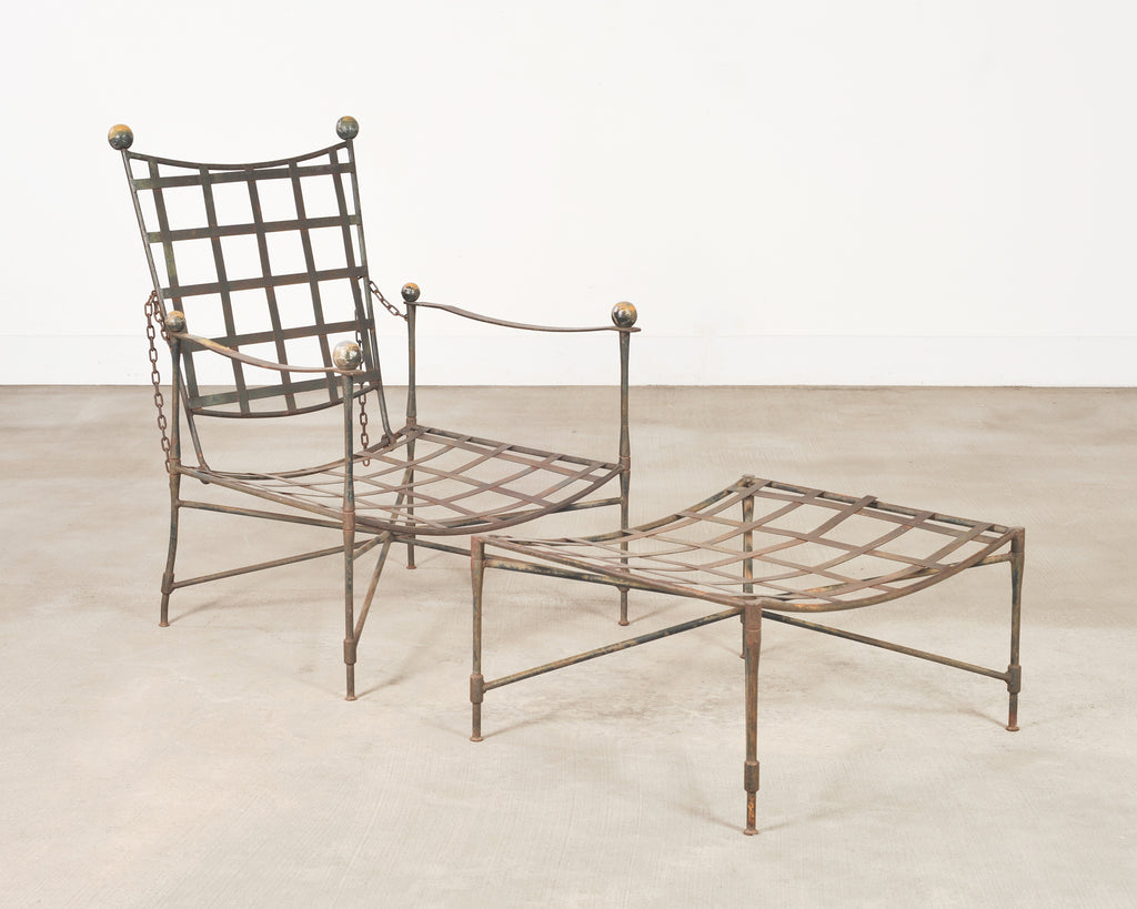 Mario Papperzini Amalfi Iron Garden Lounge Chair + Ottoman