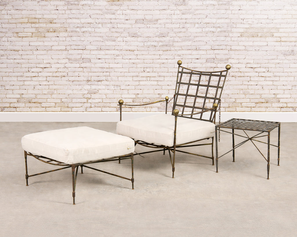 Mario Papperzini Amalfi Iron Garden Lounge Chair + Ottoman