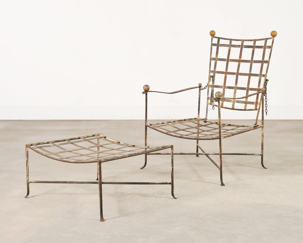 Mario Papperzini Amalfi Iron Garden Lounge Chair + Ottoman