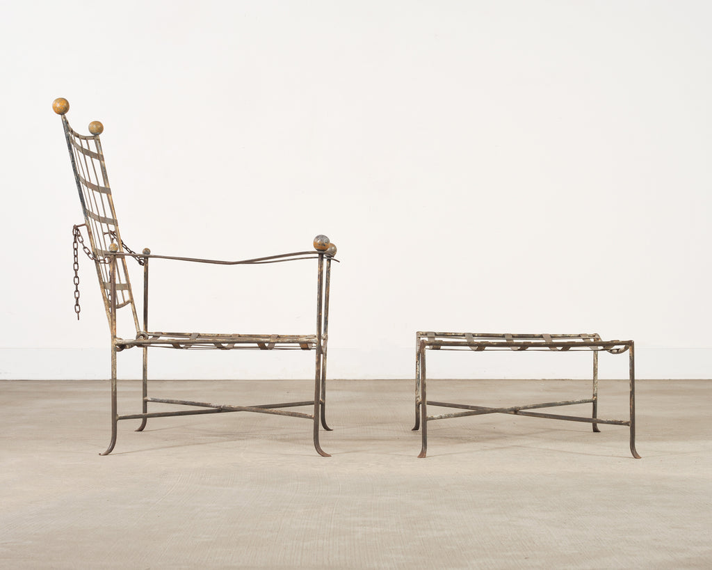 Mario Papperzini Amalfi Iron Garden Lounge Chair + Ottoman