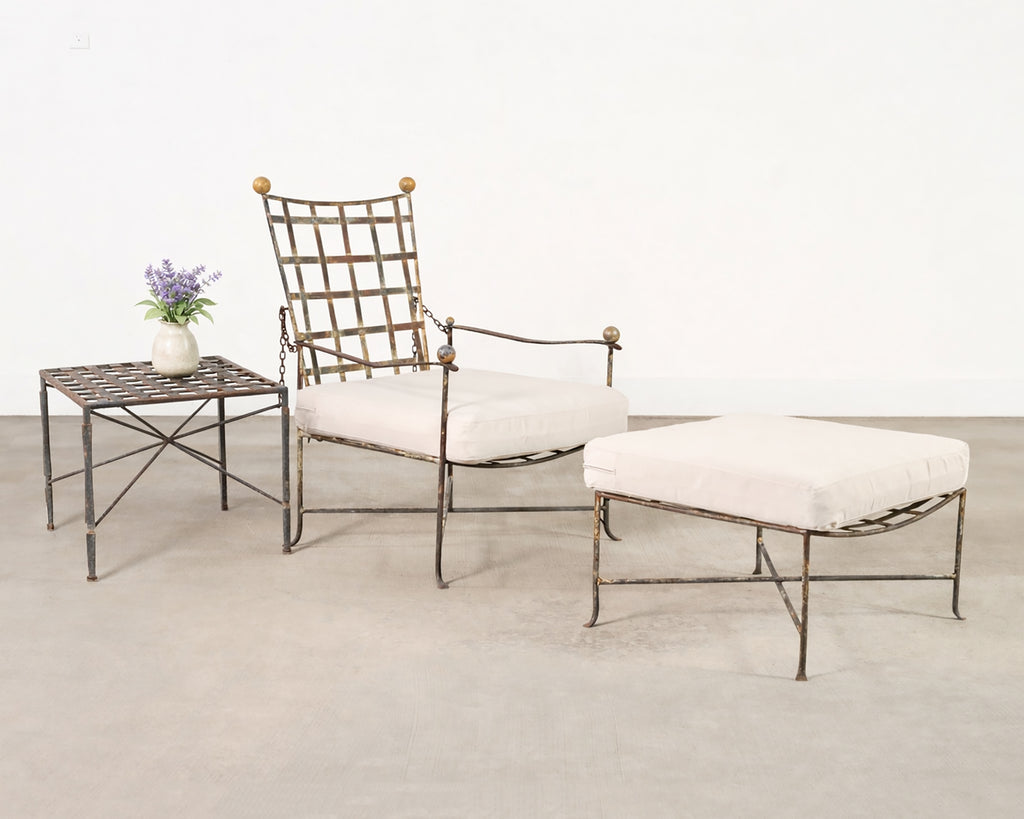 Mario Papperzini Amalfi Iron Garden Lounge Chair + Ottoman