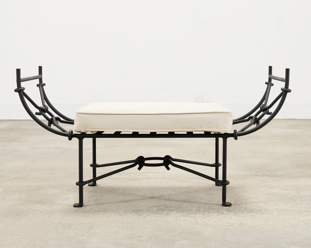 Neoclassical Style Horned Aluminum Bench after Diego Giacometti