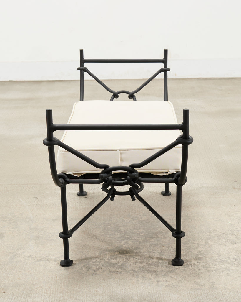 Neoclassical Style Horned Aluminum Bench after Diego Giacometti