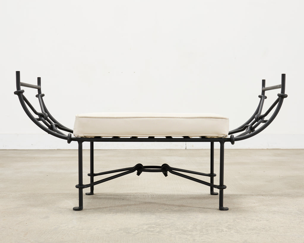 Neoclassical Style Horned Aluminum Bench after Diego Giacometti