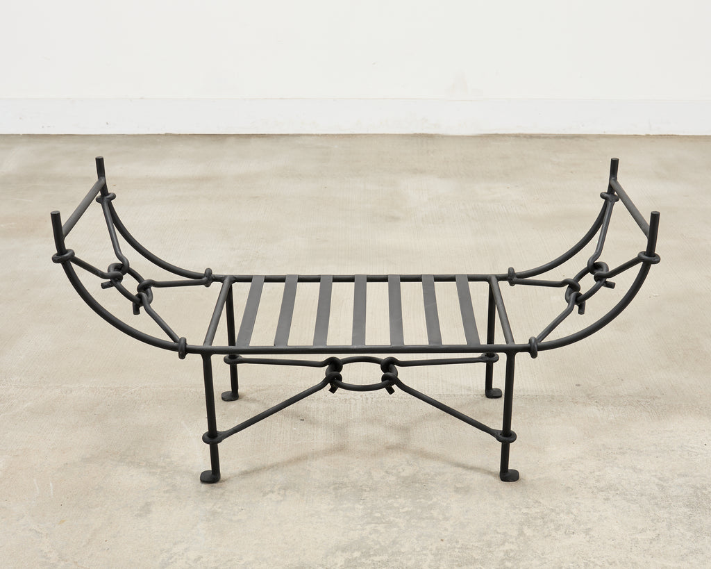 Neoclassical Style Horned Aluminum Bench after Diego Giacometti