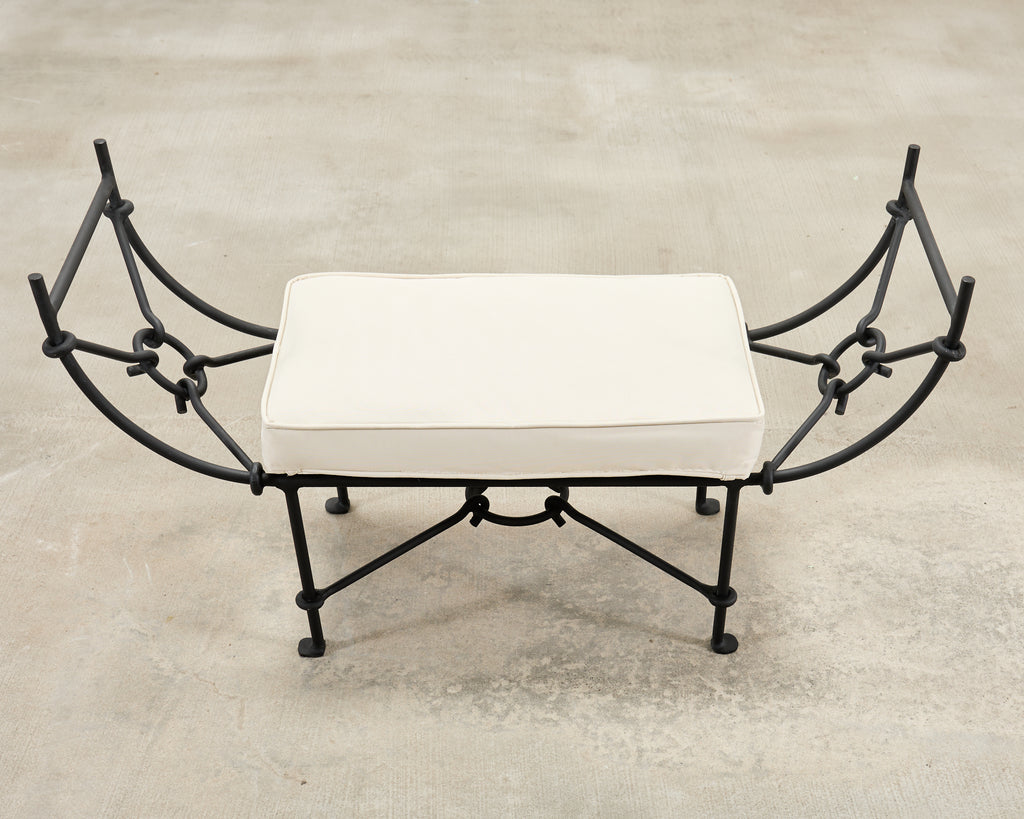 Neoclassical Style Horned Aluminum Bench after Diego Giacometti
