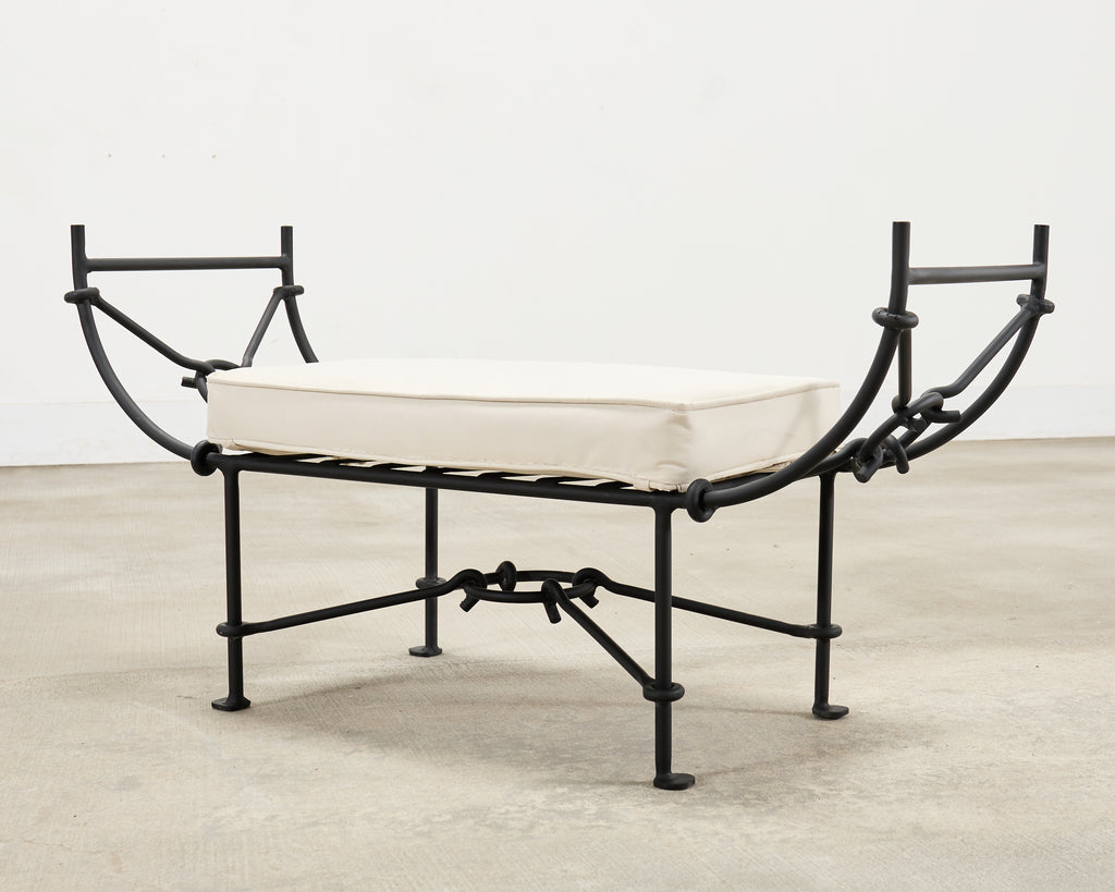 Neoclassical Style Horned Aluminum Bench after Diego Giacometti