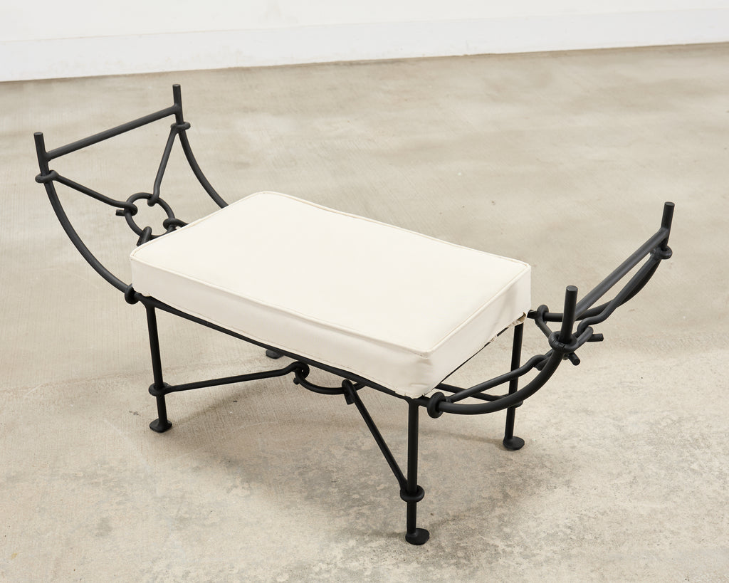 Neoclassical Style Horned Aluminum Bench after Diego Giacometti