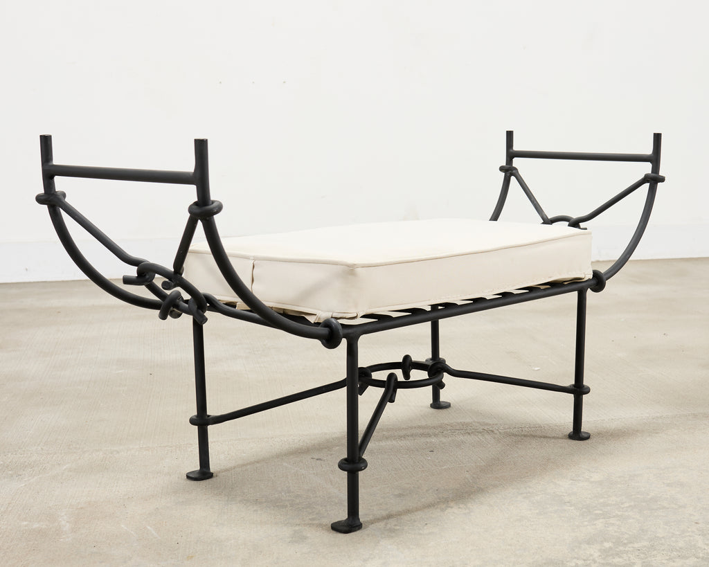 Neoclassical Style Horned Aluminum Bench after Diego Giacometti