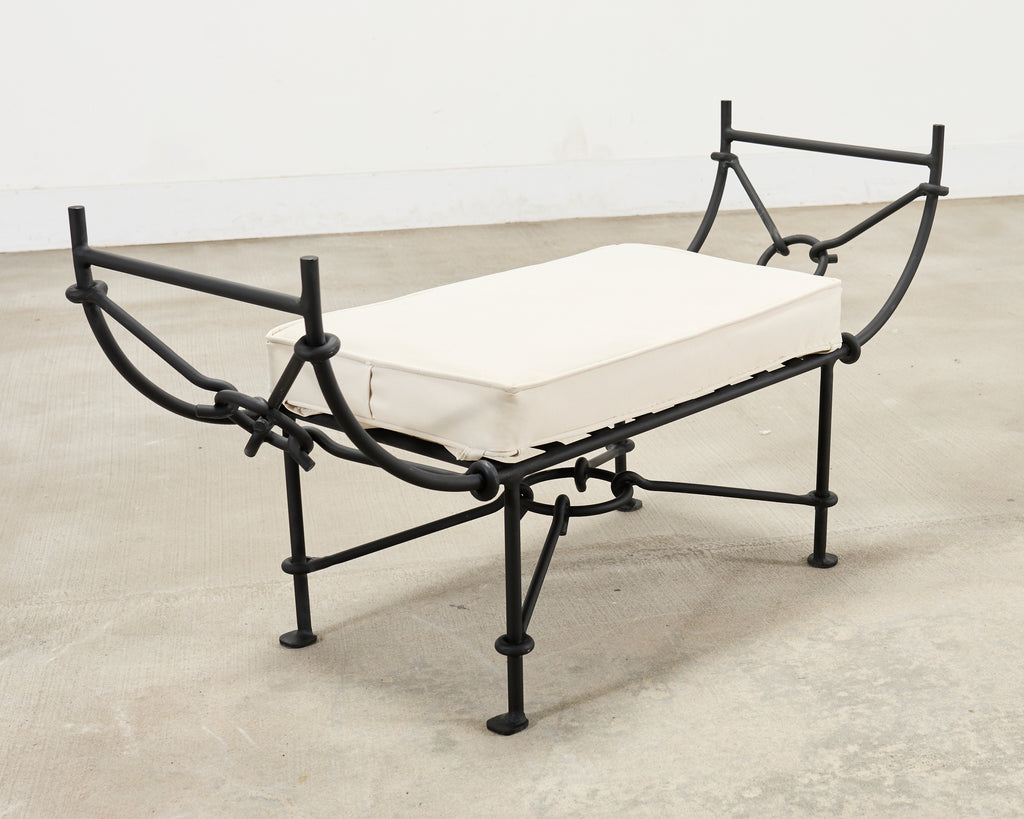 Neoclassical Style Horned Aluminum Bench after Diego Giacometti
