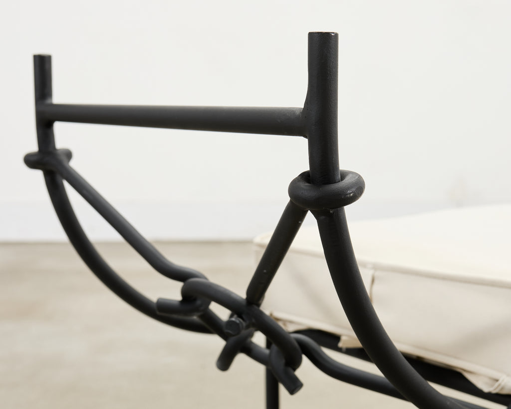 Neoclassical Style Horned Aluminum Bench after Diego Giacometti