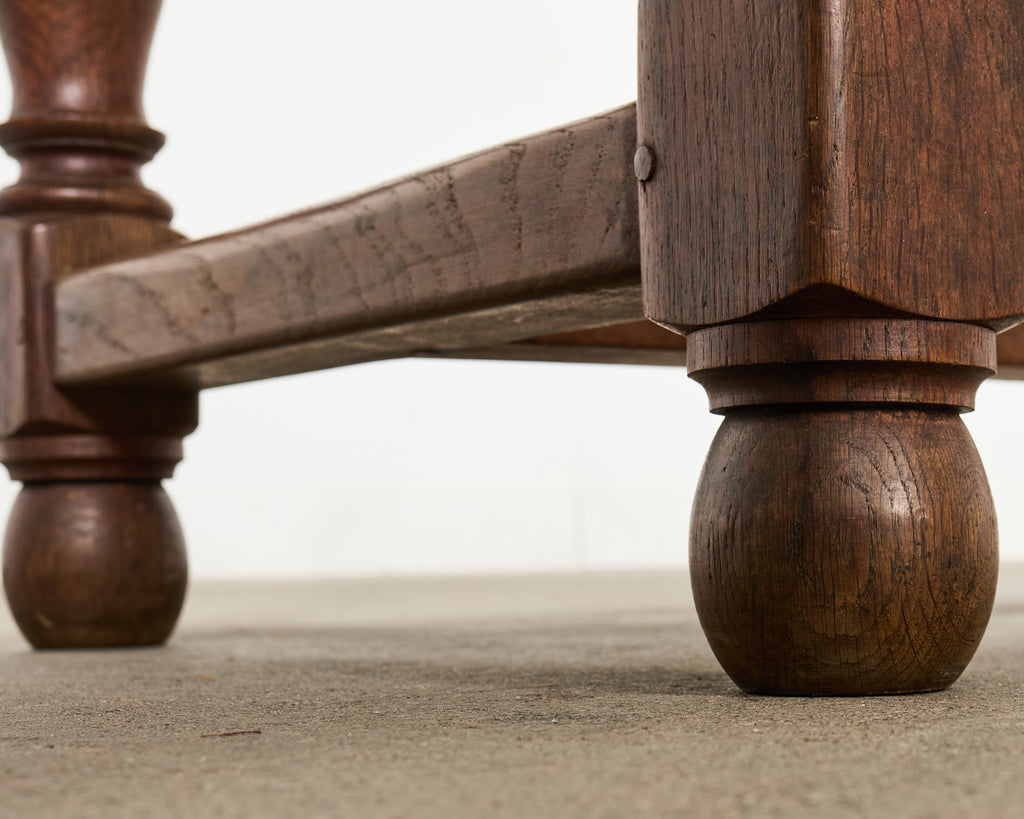 Country French Provincial Oak Farmhouse Parquetry Dining Table