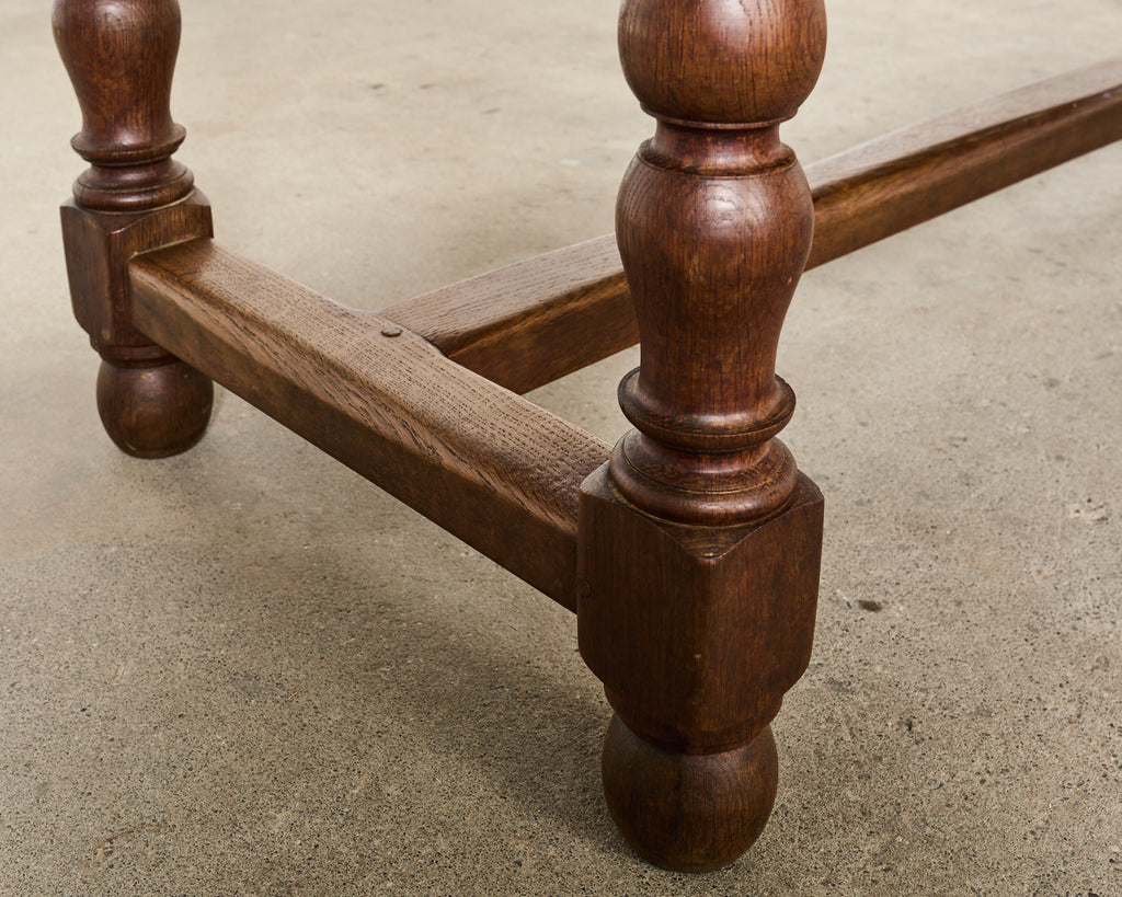 Country French Provincial Oak Farmhouse Parquetry Dining Table