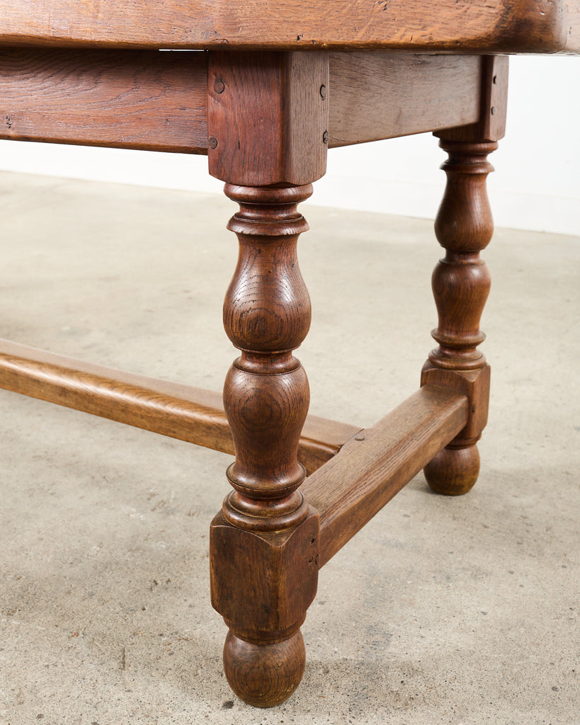 Country French Provincial Oak Farmhouse Parquetry Dining Table