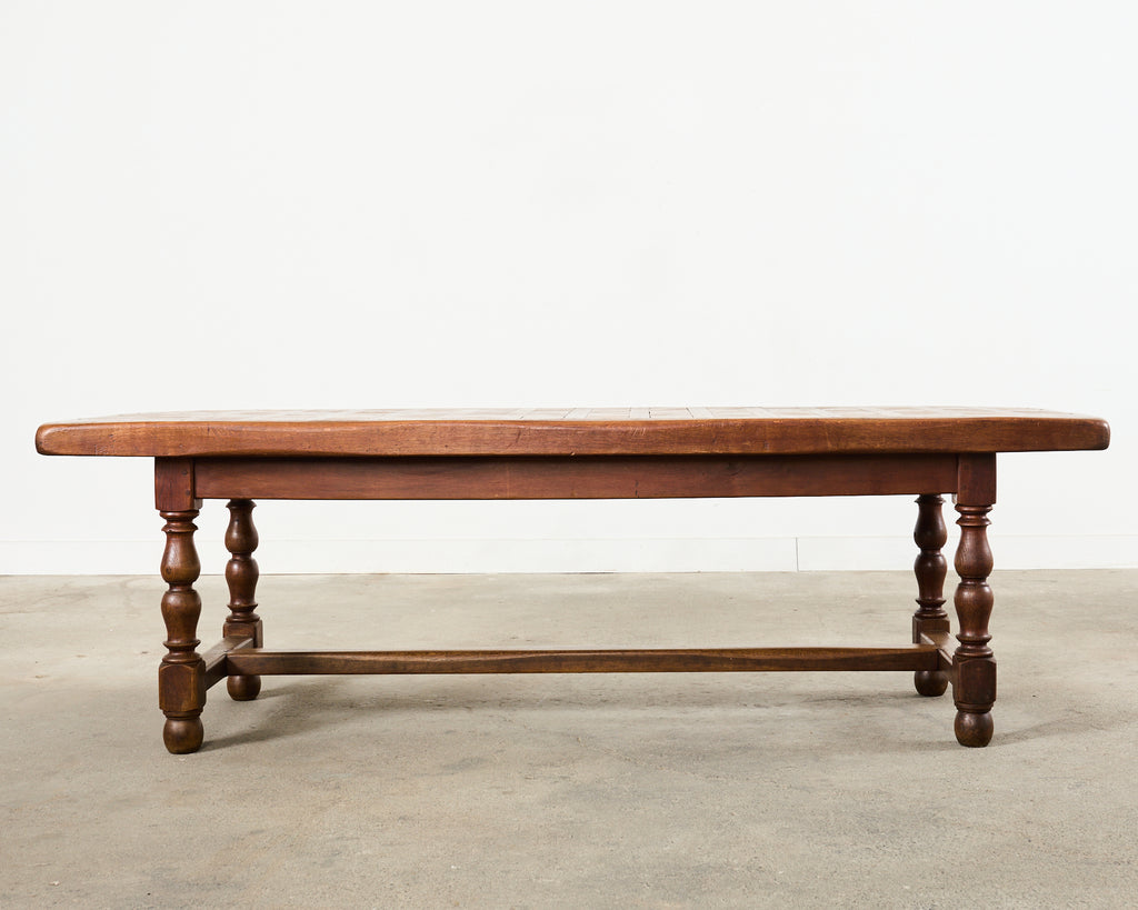 Country French Provincial Oak Farmhouse Parquetry Dining Table