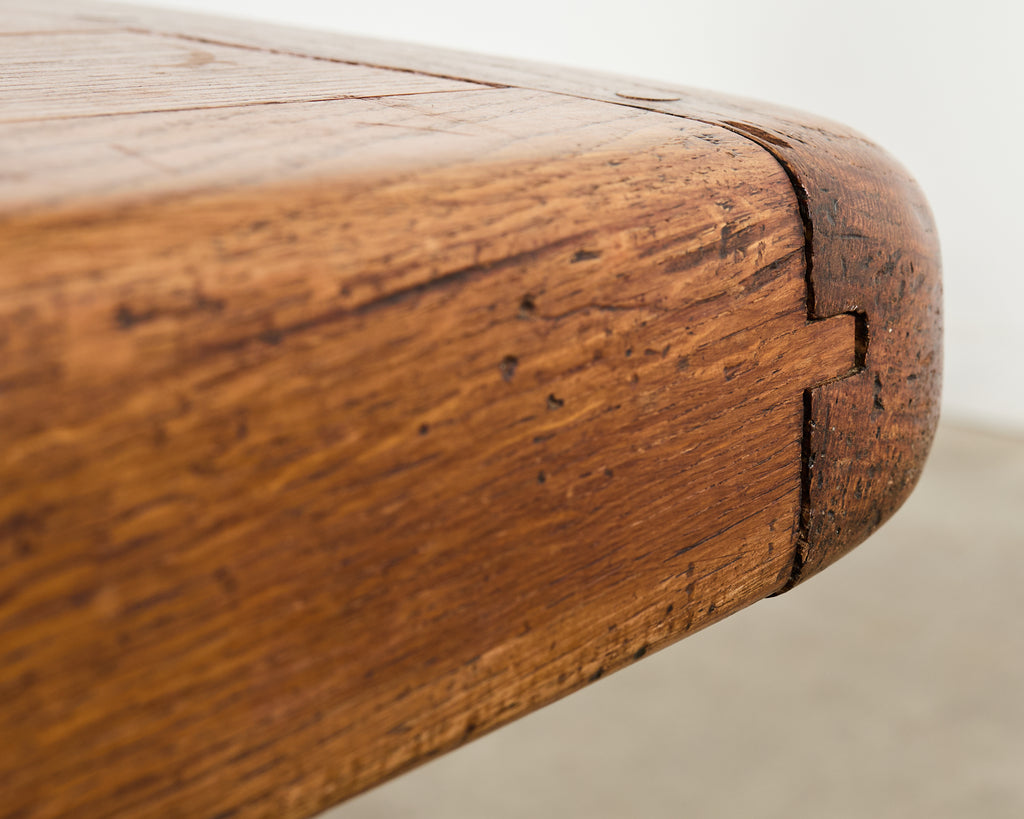 Country French Provincial Oak Farmhouse Parquetry Dining Table